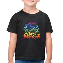 Camiseta Algodão Infantil Borboletas Coloridas - Foca na Moda
