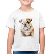 Camiseta Algodão Infantil Bulldog-Inglês - Foca na Moda