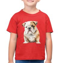 Camiseta Algodão Infantil Bulldog-Inglês - Foca na Moda