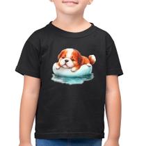 Camiseta Algodão Infantil Cachorrinho Na Piscina - Foca na Moda