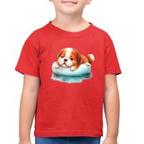 Camiseta Algodão Infantil Cachorrinho Na Piscina - Foca na Moda