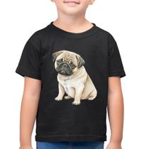 Camiseta Algodão Infantil Cachorro Pug - Foca na Moda