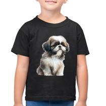 Camiseta Algodão Infantil Cachorro Shih Tzu Filhote - Foca na Moda