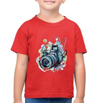 Camiseta Algodão Infantil Câmera Fotográfica - Foca na Moda