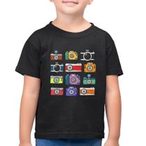 Camiseta Algodão Infantil Câmeras Retrô - Foca na Moda