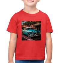 Camiseta Algodão Infantil Carro clássico azul - Foca na Moda