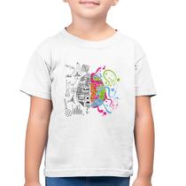 Camiseta Algodão Infantil Cérebro Analítico e Criativo - Foca na Moda