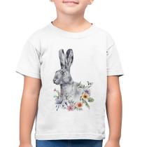 Camiseta Algodão Infantil Coelho Flores - Foca na Moda