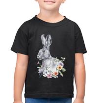 Camiseta Algodão Infantil Coelho Flores - Foca na Moda