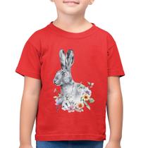 Camiseta Algodão Infantil Coelho Flores - Foca na Moda