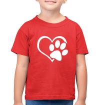 Camiseta Algodão Infantil Coração Patinha - Foca na Moda