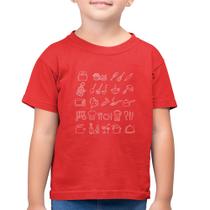 Camiseta Algodão Infantil Cozinha Elementos - Foca na Moda