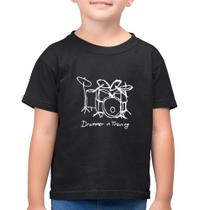 Camiseta Algodão Infantil Drummer in Training - Foca na Moda