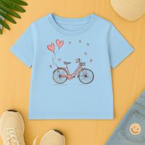 Camiseta Algodão Infantil Estamp Bicicletinha Corações Blusinha Delicada Unissex Manga Redonda Camiseta Algodão Infantil Estamp Bicicletinha Corações Blusinha Delicada Unissex Manga Redonda
