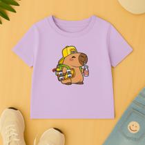 Camiseta Algodão Infantil Estampa Capivara Skatista Streetwear Kids Juvenil Menino Boy Man Verão Camiseta Algodão Infantil Estampa Capivara Skatista Streetwear Kids Juvenil Menino Boy Man Verão