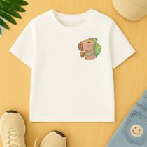 Camiseta Algodão Infantil Estampa Capivara Tartaruga Mochilinha Modelo Juvenil Lindo Fofo Escola Camiseta Algodão Infantil Estampa Capivara Tartaruga Mochilinha Modelo Juvenil Lindo Fofo Escola