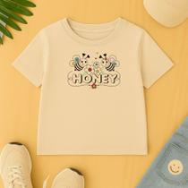 Camiseta Algodão Infantil Estampa Honey Abelhinhas Mel Fofo Voar Linda Modinha Adolescente Escola