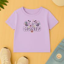 Camiseta Algodão Infantil Estampa Honey Abelhinhas Mel Fofo Voar Linda Modinha Adolescente Escola