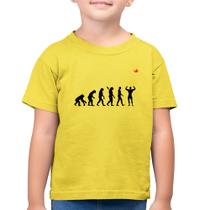 Camiseta Algodão Infantil Evolução na Musculação - Foca na Moda