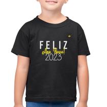 Camiseta Algodão Infantil Feliz Ano Novo 2023 - Foca na Moda