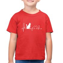 Camiseta Algodão Infantil Gato Batimentos Cardíacos - Foca na Moda