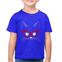 Camiseta Algodão Infantil Gato De Óculos - Foca na Moda