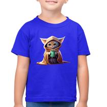 Camiseta Algodão Infantil Gato Jedi - Foca na Moda