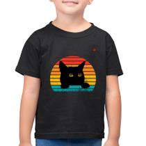 Camiseta Algodão Infantil Gato Vintage Sunset - Foca na Moda