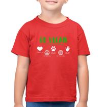 Camiseta Algodão Infantil Go Vegan Símbolos - Foca na Moda