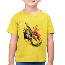 Camiseta Algodão Infantil Guitarra Reggae - Foca na Moda