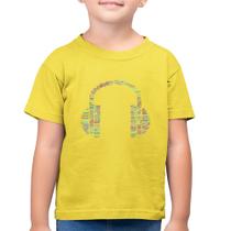 Camiseta Algodão Infantil Headphone Palavras - Foca na Moda