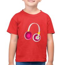 Camiseta Algodão Infantil Headphone Rosa - Foca na Moda