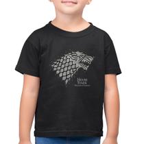 Camiseta Algodão Infantil House Stark: Winter is Coming - Foca na Moda