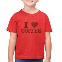 Camiseta Algodão Infantil I Love Coffee - Foca na Moda