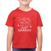 Camiseta Algodão Infantil Just Married - Foca na Moda