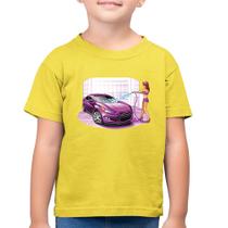 Camiseta Algodão Infantil Lava Jato Carro Roxo - Foca na Moda