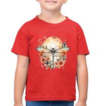 Camiseta Algodão Infantil Libélula, Lua e Flores - Foca na Moda Camiseta Algodão Infantil Libélula, Lua e Flores - Foca na Moda