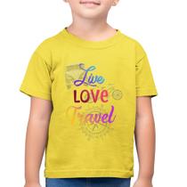 Camiseta Algodão Infantil Live Love Travel - Foca na Moda