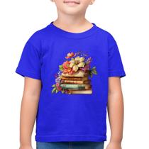 Camiseta Algodão Infantil Livros e Flores Vintage - Foca na Moda