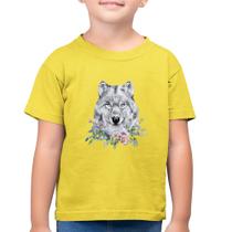 Camiseta Algodão Infantil Lobo e Flores - Foca na Moda