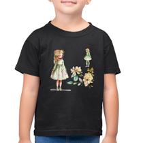 Camiseta Algodão Infantil Meninas e Flores - Foca na Moda
