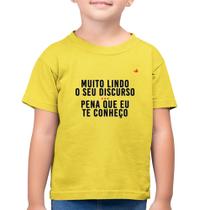 Camiseta Algodão Infantil Muito lindo o seu discurso - Foca na Moda
