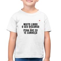 Camiseta Algodão Infantil Muito lindo o seu discurso - Foca na Moda
