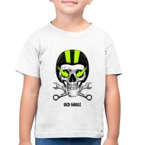 Camiseta Algodão Infantil Old Skull Motorcycle - Foca na Moda