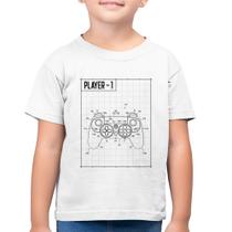 Camiseta Algodão Infantil Player 1 Controle Joystick - Foca na Moda