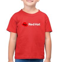 Camiseta Algodão Infantil Red Hat Linux Logo - Foca na Moda