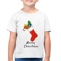 Camiseta Algodão Infantil Socket Merry Christmas - Foca na Moda