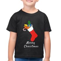 Camiseta Algodão Infantil Socket Merry Christmas - Foca na Moda
