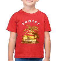 Camiseta Algodão Infantil Sunset Beach - Foca na Moda