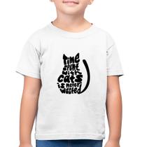 Camiseta Algodão Infantil Time spend with cats is never wasted - Foca na Moda